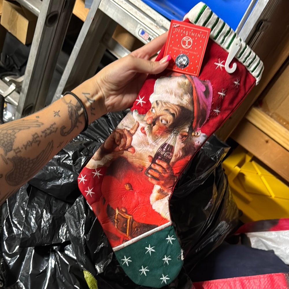 NWT Vintage 2006 Santa Christmas Stocking with Coca-Cola Design